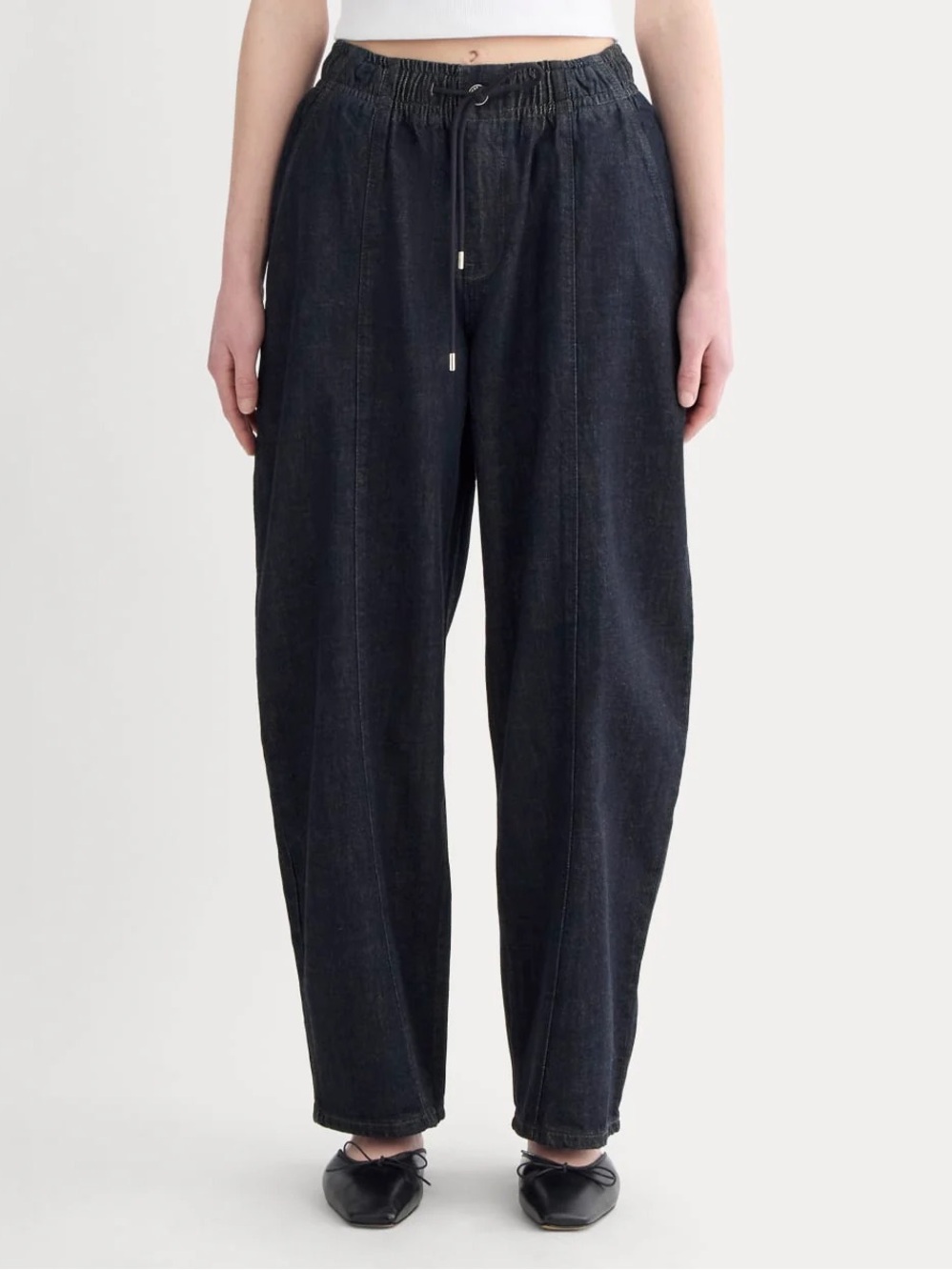 Everlane Dark Blue/Black Drawstring Relaxed Tapered Jeans